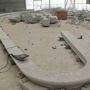 滨州 芝麻白花岗岩弧形花坛石，坐凳石