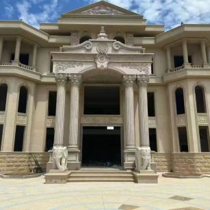 滨州 黄金麻别墅外墙干挂，大柱，大象，蘑菇石，雕花板