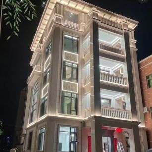 滨州 芝麻白花岗岩别墅外墙夜间效果