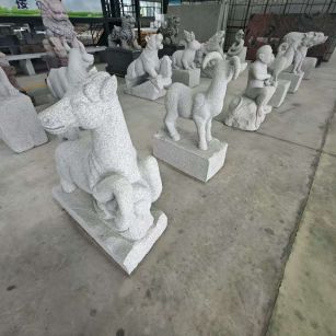 滨州 芝麻白花岗岩造型立体雕刻——十二生肖