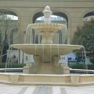 滨州 黄金麻花岗岩异型加工——户外庭院石雕流水喷泉