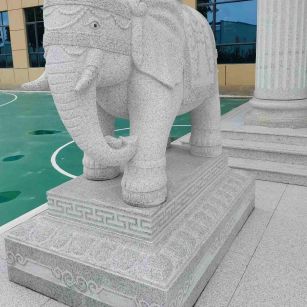 滨州 白麻花岗岩动物异形石雕-大象