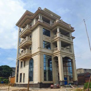 滨州 黄金麻花岗岩石材别墅外墙干挂搭配（雕花栏杆花瓶柱门楼罗马柱）