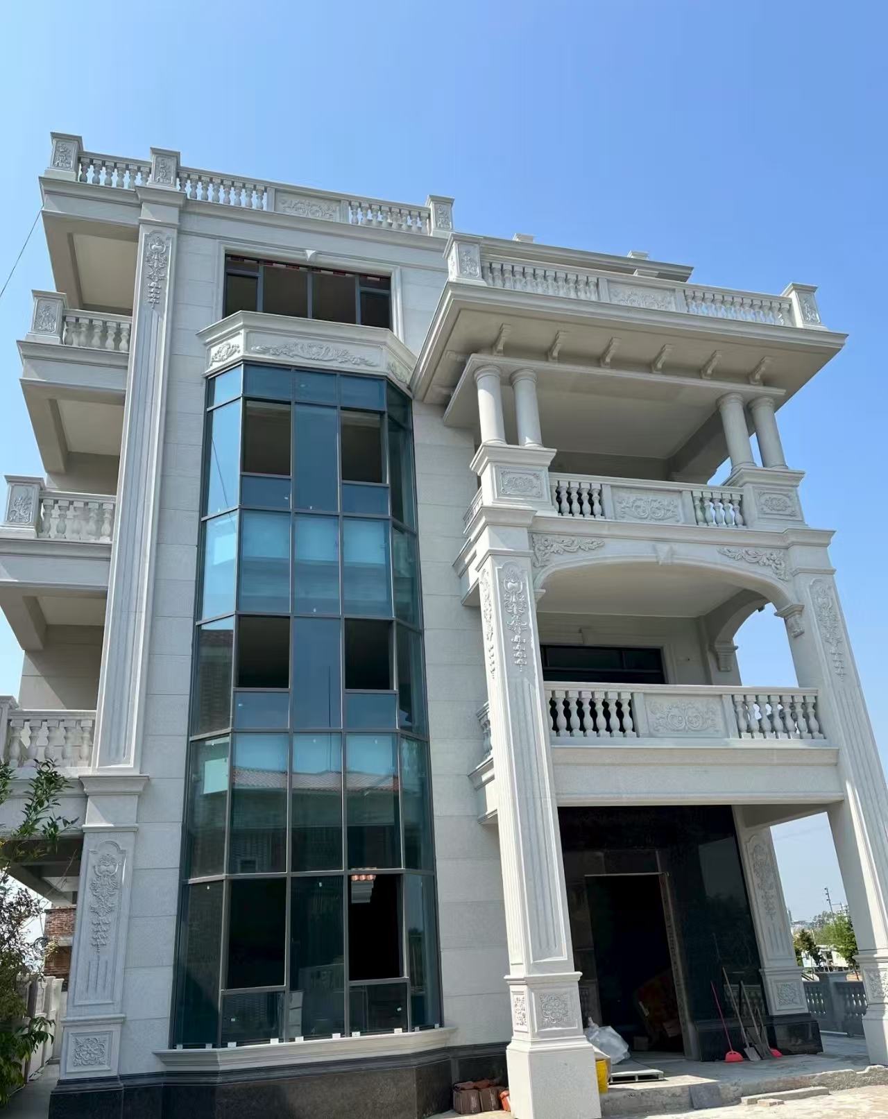 滨州 白麻花岗岩别墅外墙干挂效果展示