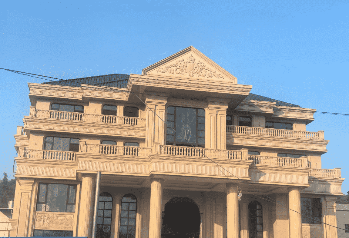 滨州黄金麻别墅外墙干挂石材效果示例